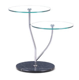 Ital Studio Duetto End Table with a Glass Top, Chrome Legs, and a Marble Base
