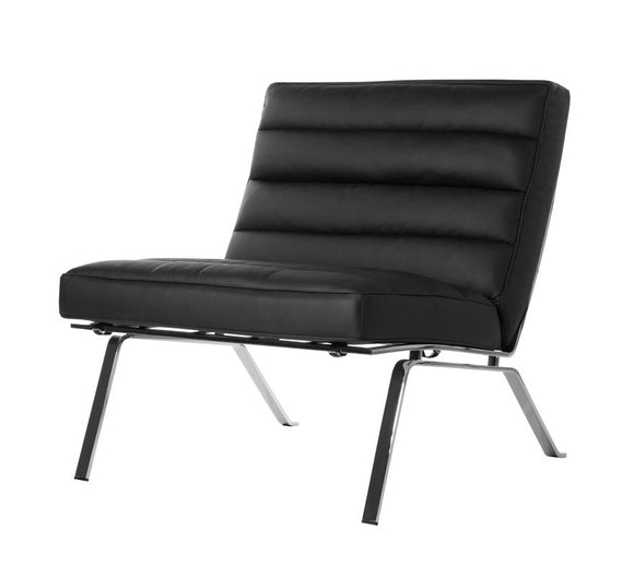 Chairtech Firenze Ital Studio with a Black Leather Seat and Metal Base