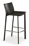 Ital Studio Valencia Barstool in Wenge Leather and a Metal Footrest