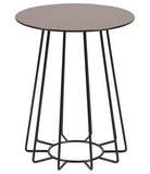 Actona Casia Round End Table Brozne Mirrored Top Black Metal Base Accent Occasional