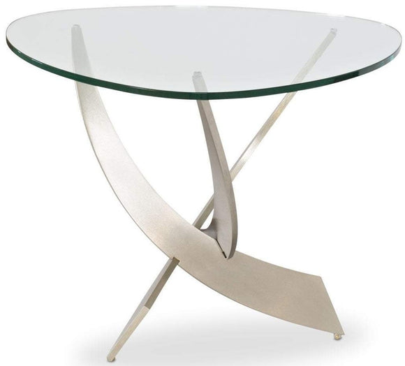 Elite Modern Reef End Table in Glass and Champagne-Plated Metal