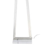 Nuevo Trapeze HGSK197 Floor Light with a Grey Fabric Shade and Stainless Steel Base