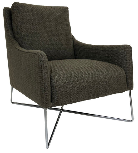 Natuzzi B903 Regina Occasional Chair with a Dark Brown/Green Fabric Seat and Metal Legs