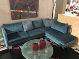 Luonto Flipper Sectional in Blue Moona Fabric and Steel Legs