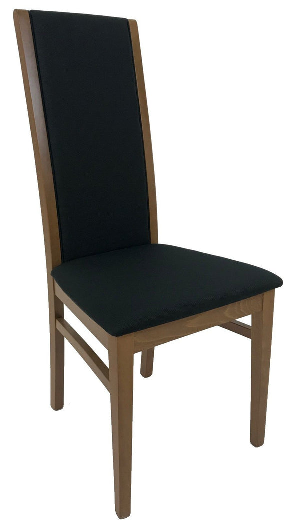 Domitalia Gilda Walnut Stain Black Fabric High Back Dining Chair