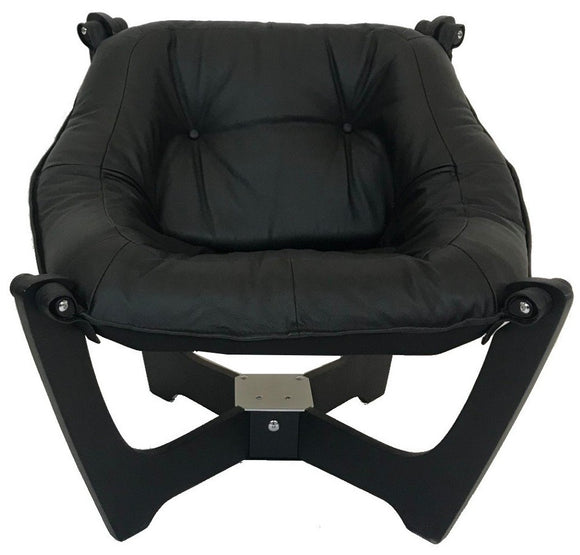 IMG Luna Low Back Occasional Chair in Black Prime Leather and a Black Wood Base