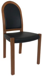 J.L. Moller 311 Dining Chair with a Black Leather Seat and a Teak Frame