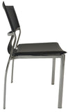 Ital Studio Vera Dining Chair with a Black Leather Seat, Black Stitching and Chrome Legs