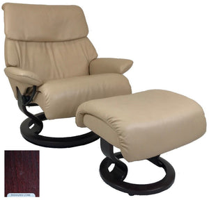 Ekornes Stressless Spirit Recliner with Ottoman in Passion Cori Leather and Mahogany Wood Classic Base