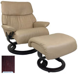 Ekornes Stressless Spirit Recliner with Ottoman in Passion Cori Leather and Mahogany Wood Classic Base