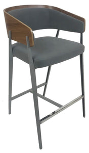 Elite Modern Aria Counter Stool in Seal Fabric, Walnut, and Mist Steel