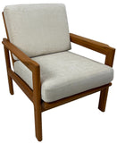 Sun Cabinet 4023 Chair in Teak Wood and Sherlock Pearl Fabric