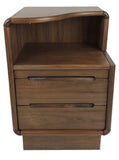 Sun Cabinet's Nightstand For Left Side With Graceful Curved Top & Drawers in Walnut