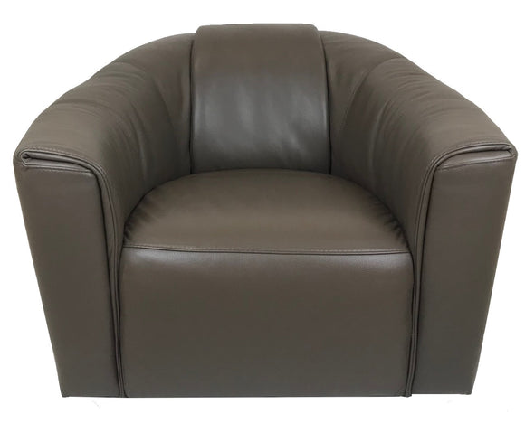 Natuzzi B768 Occasional Chair in Dark Taupe Leather