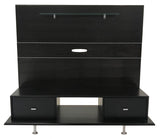 PBJ Furniture 720 TV Stand in Espresso Wood, Glass, Metal Legs