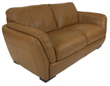 Natuzzi A399 Loveseat in Brandy Leather and Brown Legs