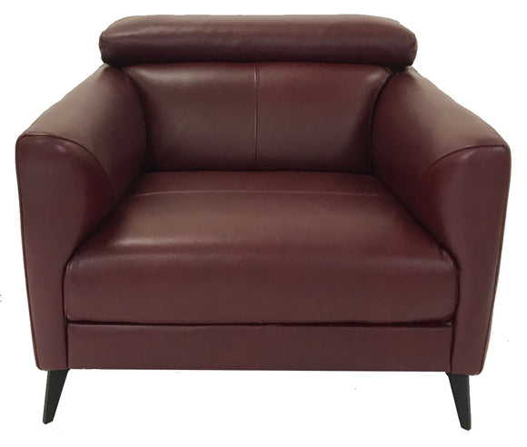 Kuka 5608 Occasional Chair in Burgundy Leather and Metal Legs