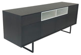 Mobel Team 743 Sideboard with a Slate Finish, White Interior and Metal Legs