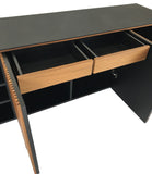 Sun Cabinet 215050 Sideboard in Teak and Matte Black Glass