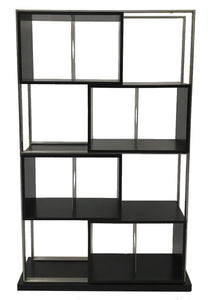 Elite Modern 631 Avanti Bookcase in Java Wood and Silver Metal