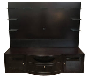 Jesper 761 TV Stand in Espresso Wood and Glass Shelves