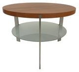 Aksel Kjersgaard 912 End Table with a Solid Cherry Top, Glass Shelf and Metal Legs