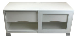 Scanbirk 74121 Las Vegas TV Stand in White, Glass, and Metal