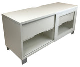 Scanbirk 74121 Las Vegas TV Stand in White, Glass, and Metal