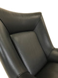 Verikon Fender Occasional Chair and Ottoman in Black Leather and Metal Legs