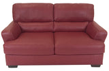 Natuzzi B746 Loveseat in Red Leather with Brown Wood Legs