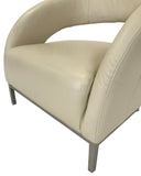 Kuka A013 Occasional Chair in Cream Leather and Metal Legs
