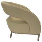 Kuka A013 Occasional Chair in Cream Leather and Metal Legs