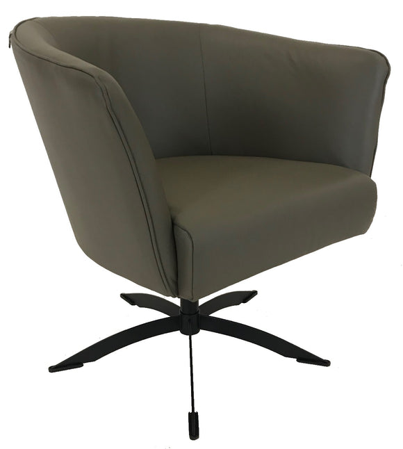 Hjort Knudsen 1434 Occasional Chair with Granite Leather Seat and Metal Legs