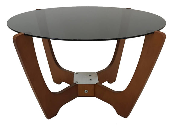 IMG Luna Coffee Table with a Black Glass Top and Teak Legs