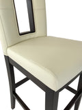 Kuka Y689 Barstool in White Leather and Dark Wood Legs