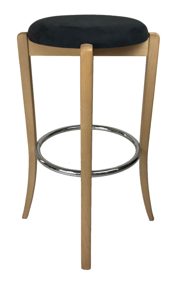 J.L. Moller 19 Barstool in Black Fabric, Beech Wood and a Metal Footrest