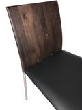 Skovby SM 98 Dining Chair with a Black Leather Seat, Walnut Back and Metal Legs
