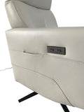 HTL RS-11784 Recliner in Frost Grey Leather and a Black Base