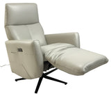 HTL RS-11784 Recliner in Frost Grey Leather and a Black Base