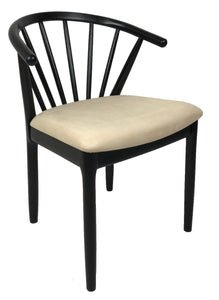 J.L. Moller 50 Dining Chair in Black Wood and Beige Fabric