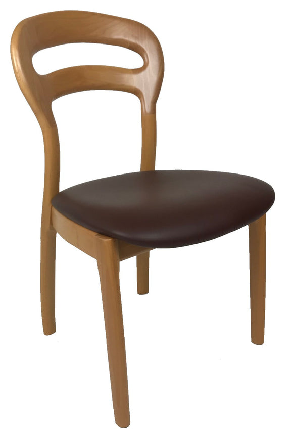 J.L. Moller 355 Dining Chair with a Brown Leather Seat and Steamed Beech Frame