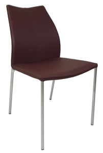 Ital Studio C493 Florence Dining Chair with a Prugna Leather Seat and Chrome Legs