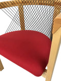 Tranekaer 252 Dining Chair in Maple Wood; a Red Fabric Seat; and a Black Mesh Back