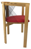 Tranekaer 252 Dining Chair in Maple Wood; a Red Fabric Seat; and a Black Mesh Back