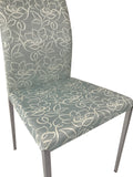 IMS Miro Dining Chair in Blue/Grey Fabric with White Flowers and Metal Legs