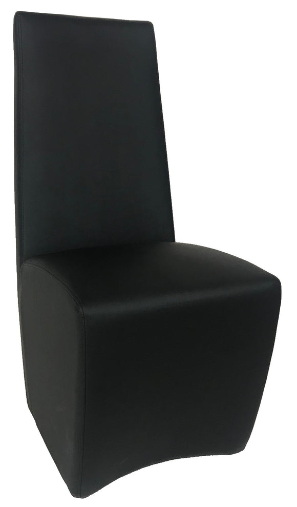 Star Tobi Dining Chair in Black Leather with a Metal Base
