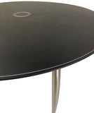 Dan-Form 92-05 Dining Table with a Black Top w/ White Stitching and Steel Legs