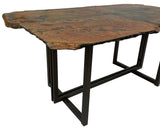 Slate Vision Marico Dining Table with a Black Metal Base and Stone Tile Top
