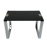 Actona Katrine End Table with a Black Glass Top and Metal Legs