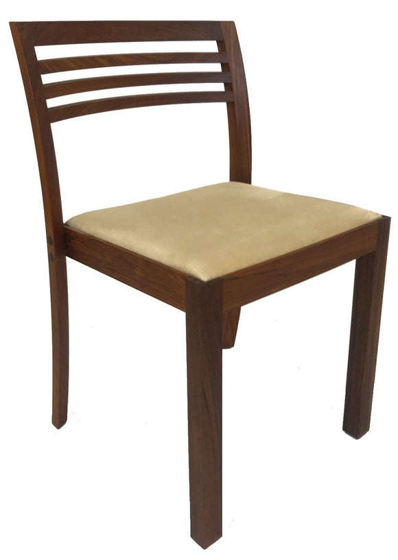 Ansager 761 Dining Chair in African Walnut Wood and Beige Fin Fabric Seat